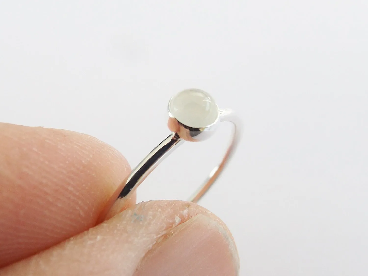 Moonstone Stacking Ring, Moonstone Ring, Engagement Ring, June Birthstone, White Moonstone, Gemstone Stacking Ring, White, Moonstone, Gift
