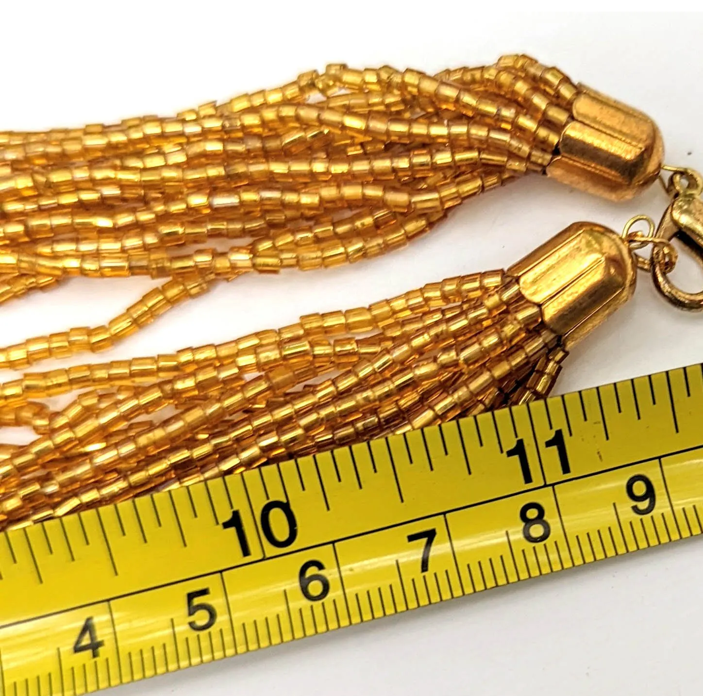 Mosasaurus Tooth Fossil   Czech Rep Seed Bead Multi Strand NOW Necklace Gay Isber Unisex Gift Box