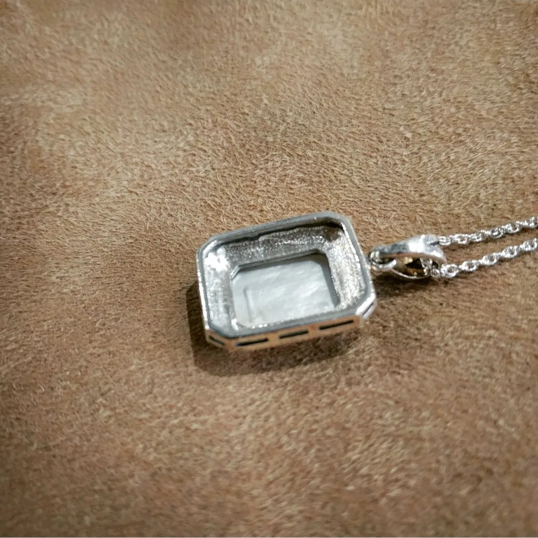 Mother of Pearl Bridal Queen Solitaire Pendant Necklace Silver Marcasite