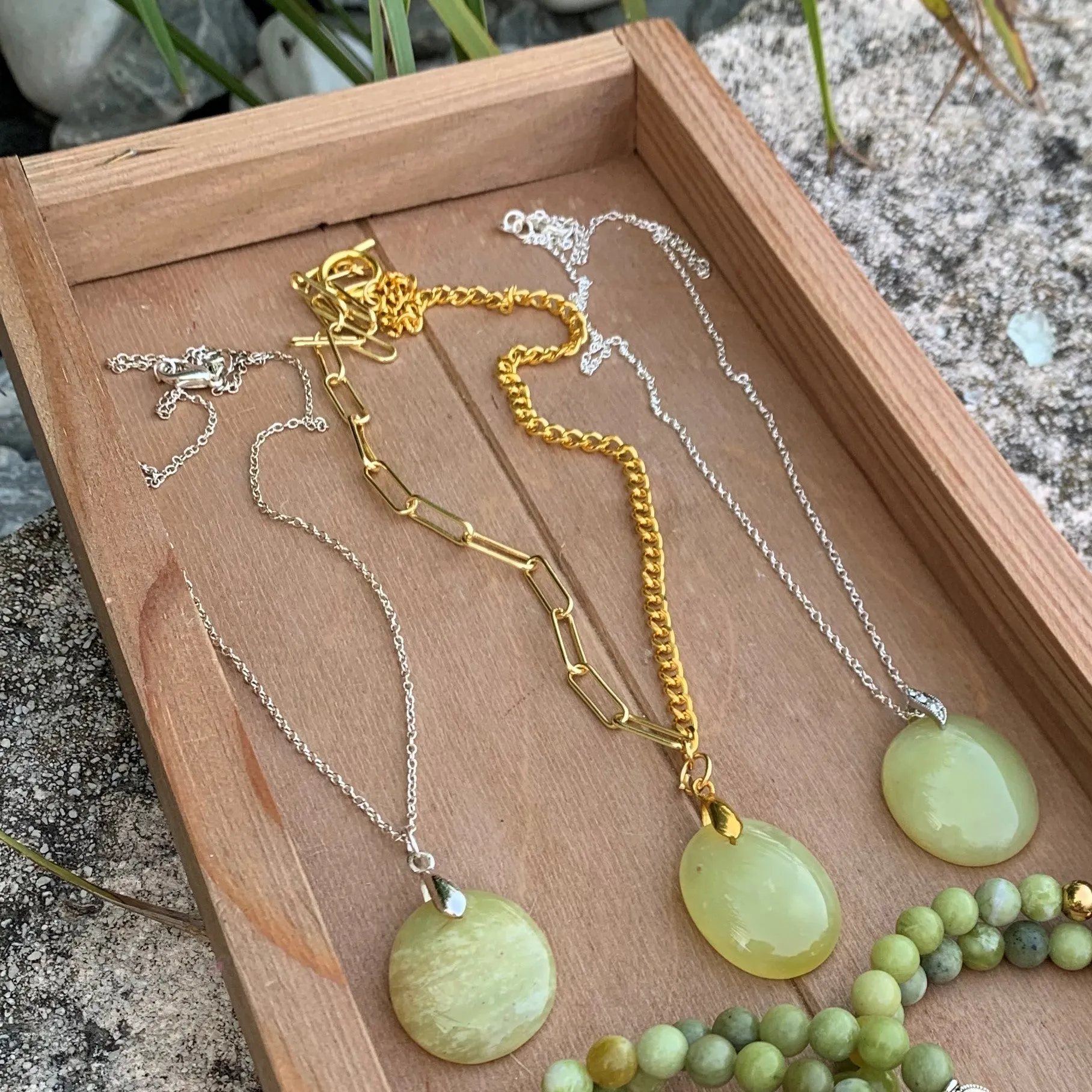 Natural green opal pendant