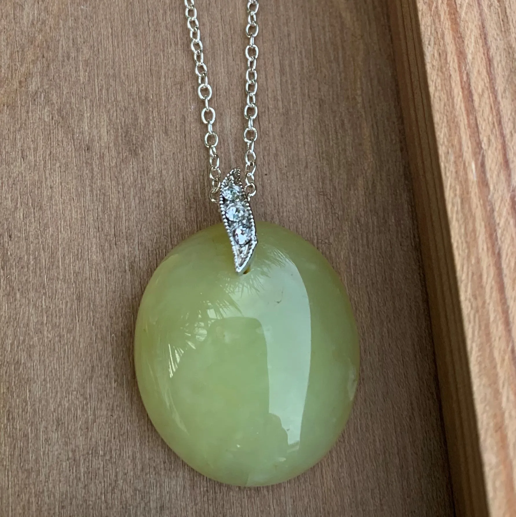 Natural green opal pendant
