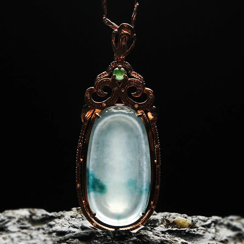 Natural Jade Pendant Jadeite Gold Pendant PT40