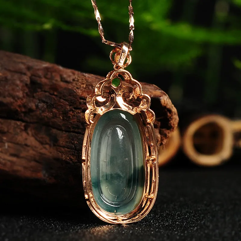Natural Jade Pendant Jadeite Gold Pendant PT40