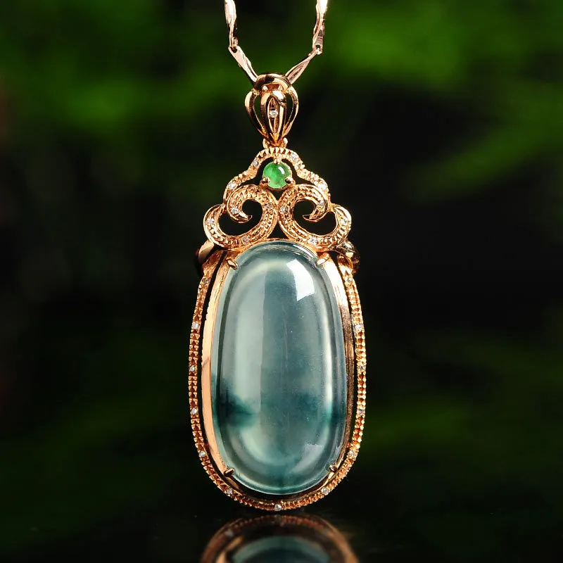 Natural Jade Pendant Jadeite Gold Pendant PT40
