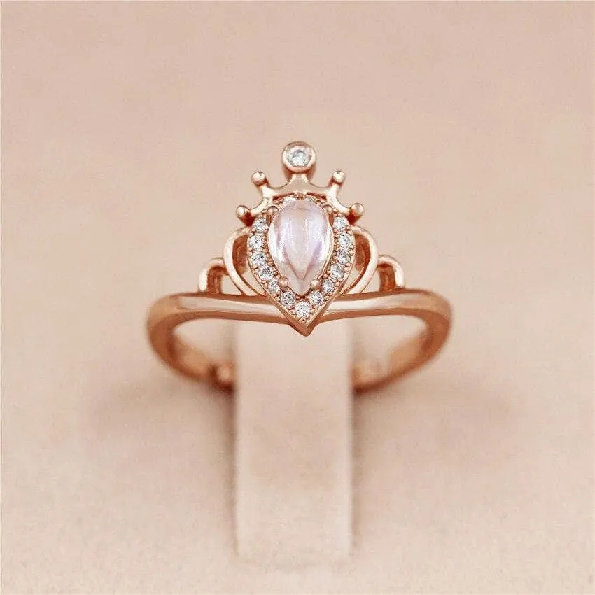 Natural Teardrop Moonstone Ring