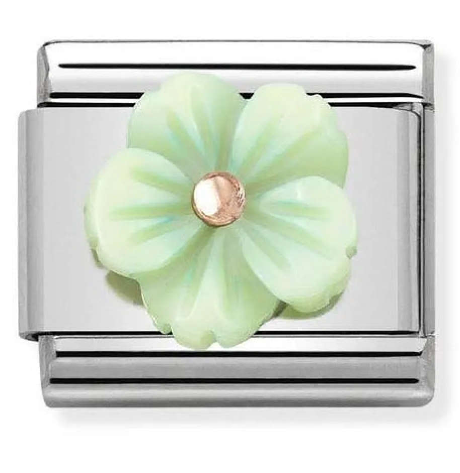 Nature - Green Bloom Rosegold Charm