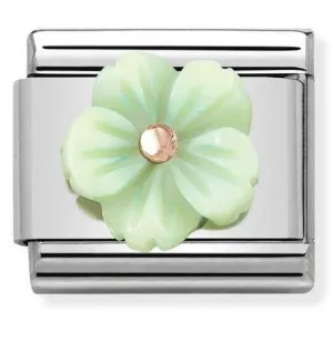 Nature - Green Bloom Rosegold Charm
