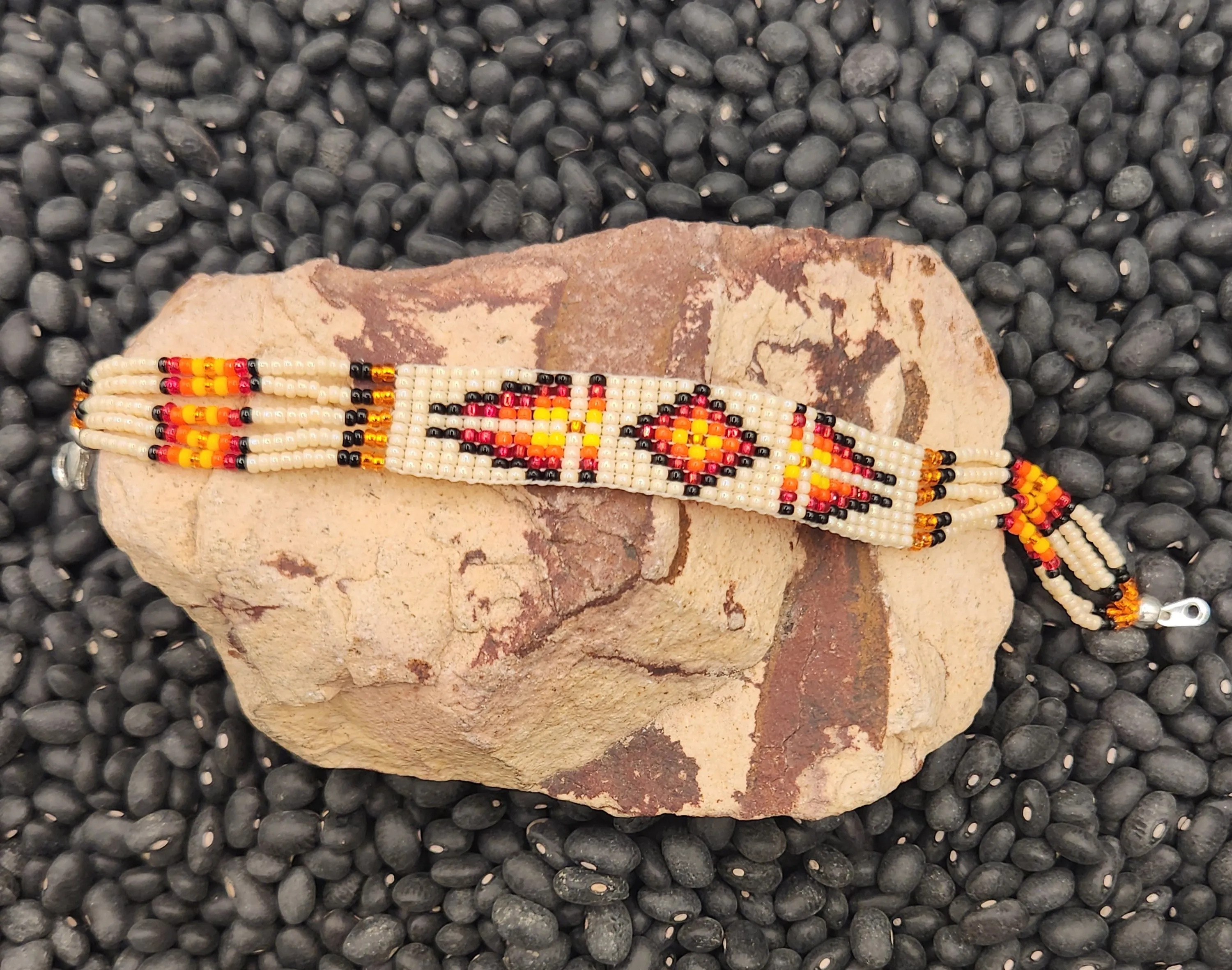 NAVAJO BEADED BRACELET  - CREAM - MARCIA BARBER