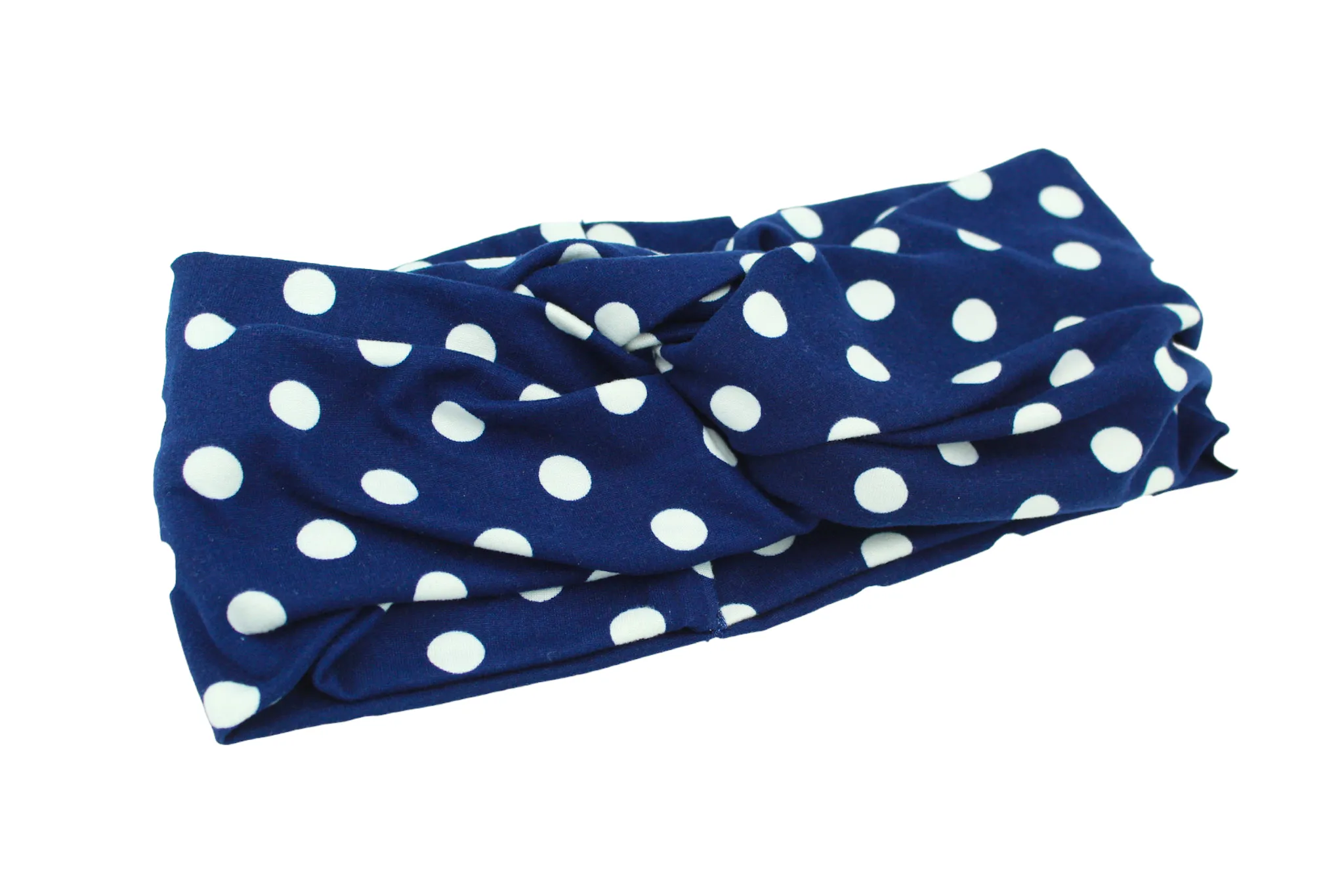Navy White Polka Dot Twist Knot Headband I The Enchanted Magnolia