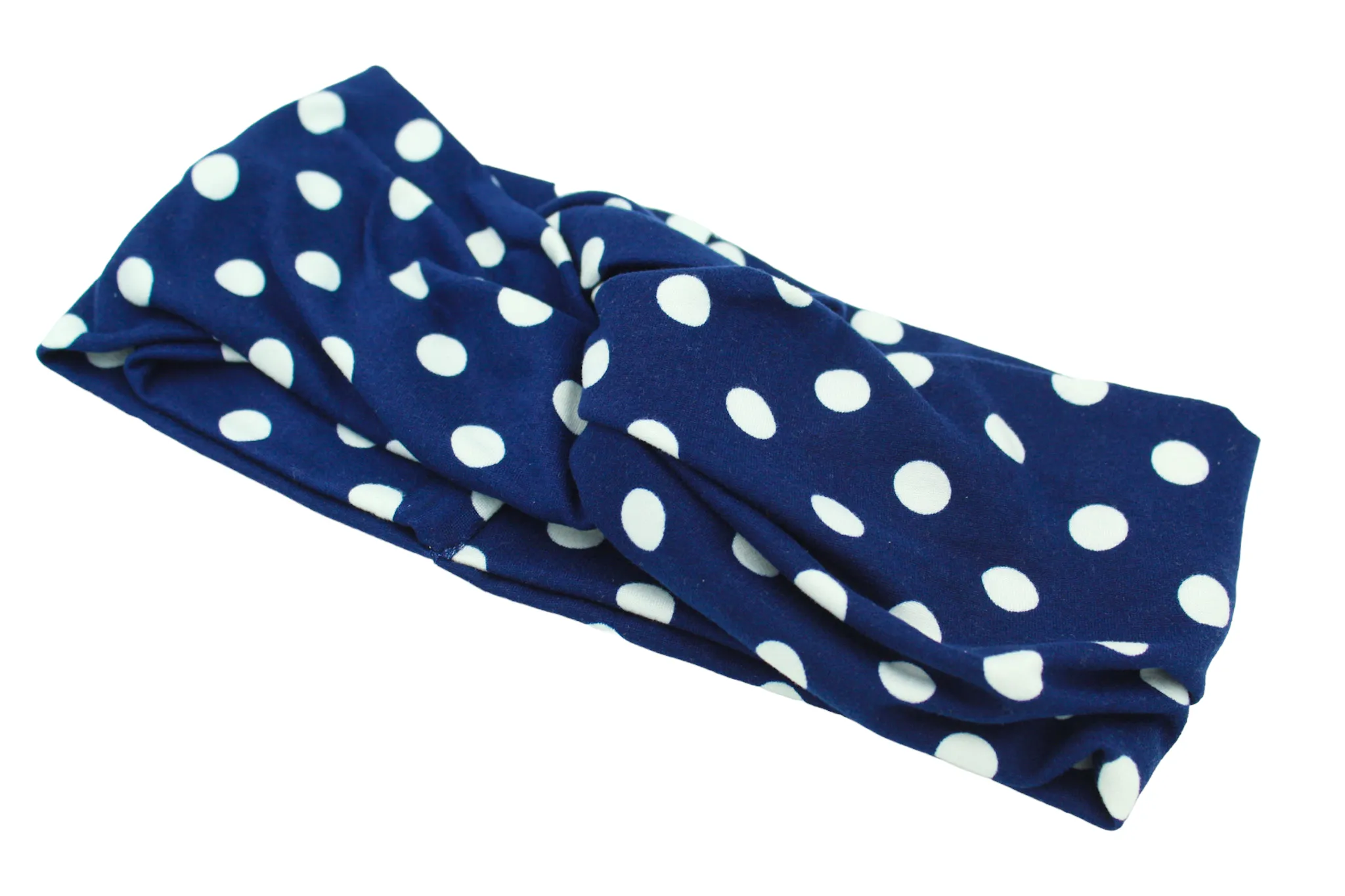 Navy White Polka Dot Twist Knot Headband I The Enchanted Magnolia