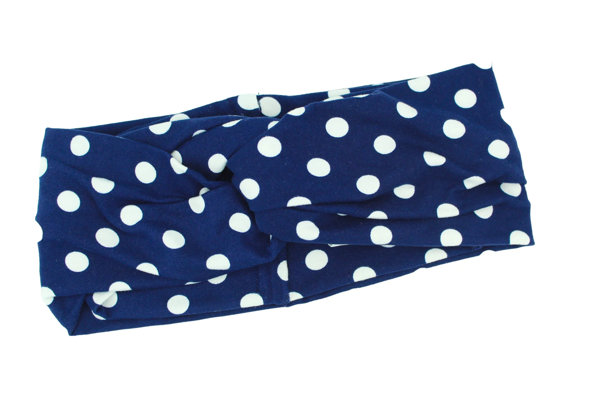 Navy White Polka Dot Twist Knot Headband I The Enchanted Magnolia