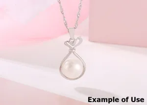 Necklace Pendant Blank Setting Gift Bag Charm 27mm Sterling Silver White Gold Fine 925 For One Pearl Prong DIY Jewelry Finding Wholesale 1pc