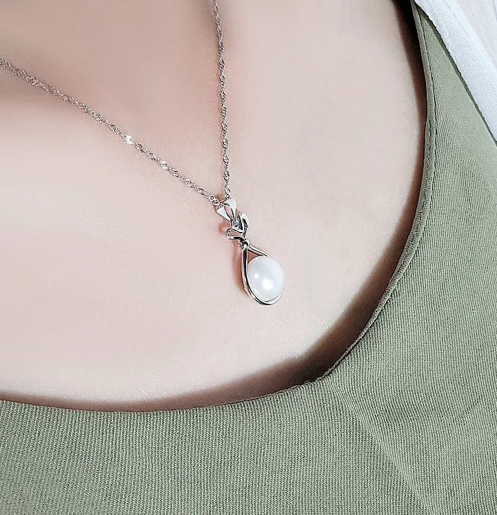 Necklace Pendant Blank Setting Gift Bag Charm 27mm Sterling Silver White Gold Fine 925 For One Pearl Prong DIY Jewelry Finding Wholesale 1pc