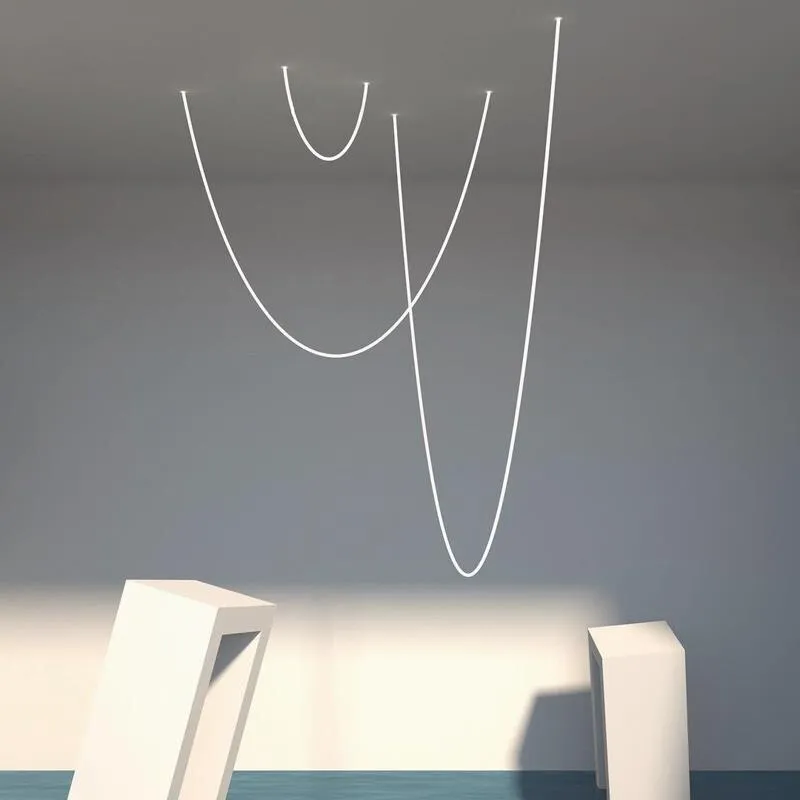 Nordic Minimalist Line Pendant Light Modern Hose Geometric Art Lamps for Living Room Kitchen Hotel Lobby Villa Loft Chandeliers