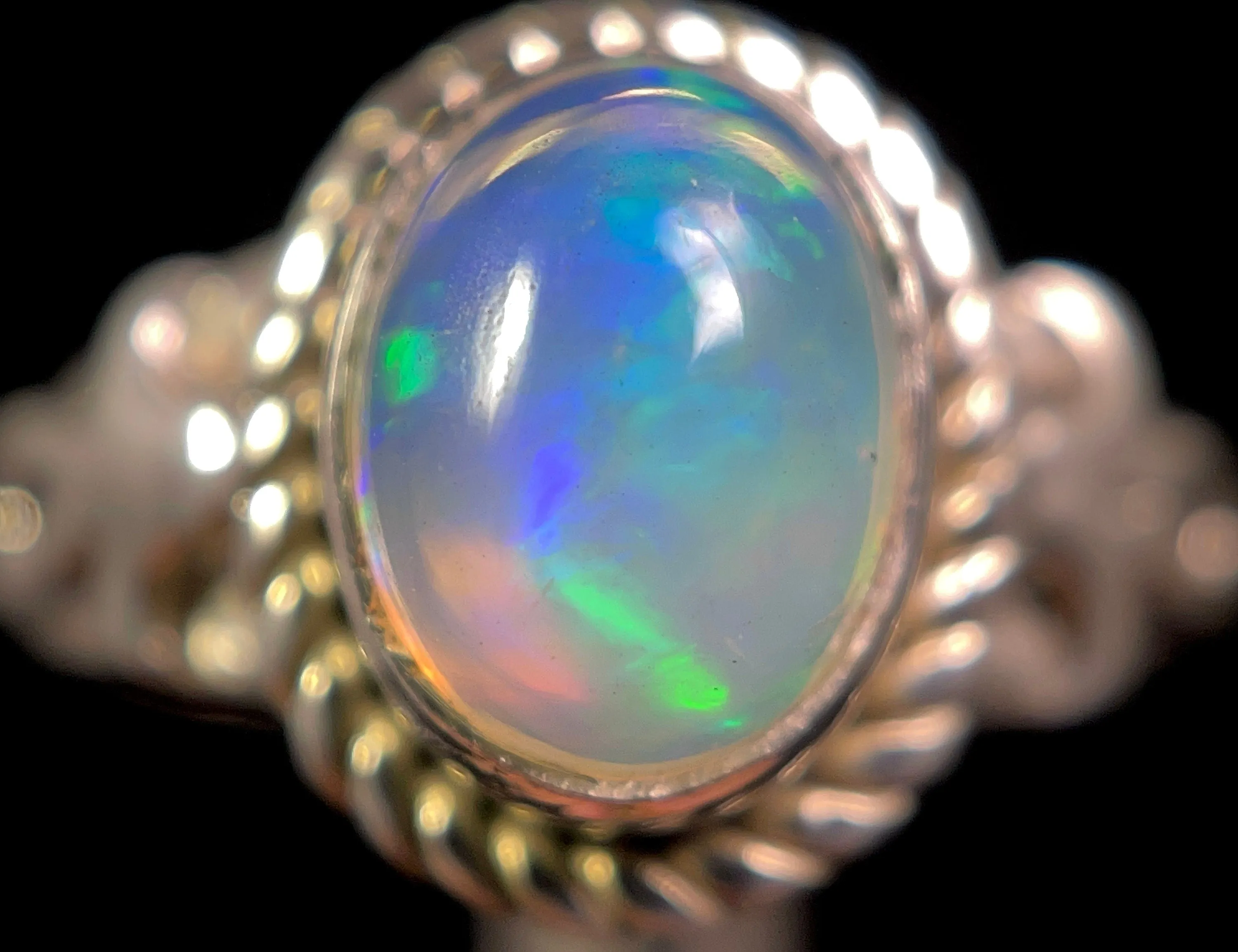 OPAL RING - Sterling Silver, Size 5.5 - Ethiopian Opal Rings for Women, Bridal Jewelry, Welo Opal, 49230