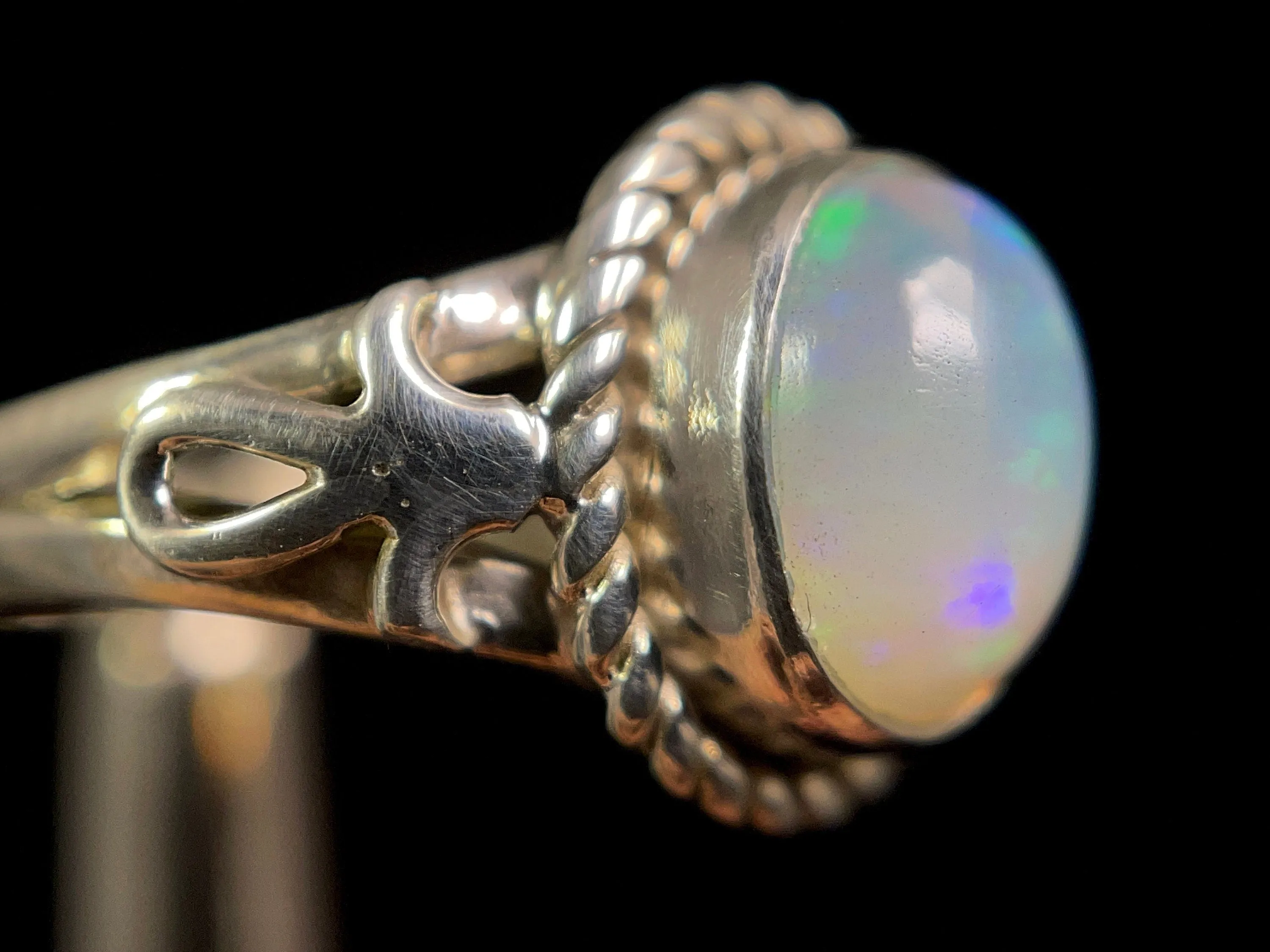 OPAL RING - Sterling Silver, Size 5.5 - Ethiopian Opal Rings for Women, Bridal Jewelry, Welo Opal, 49230