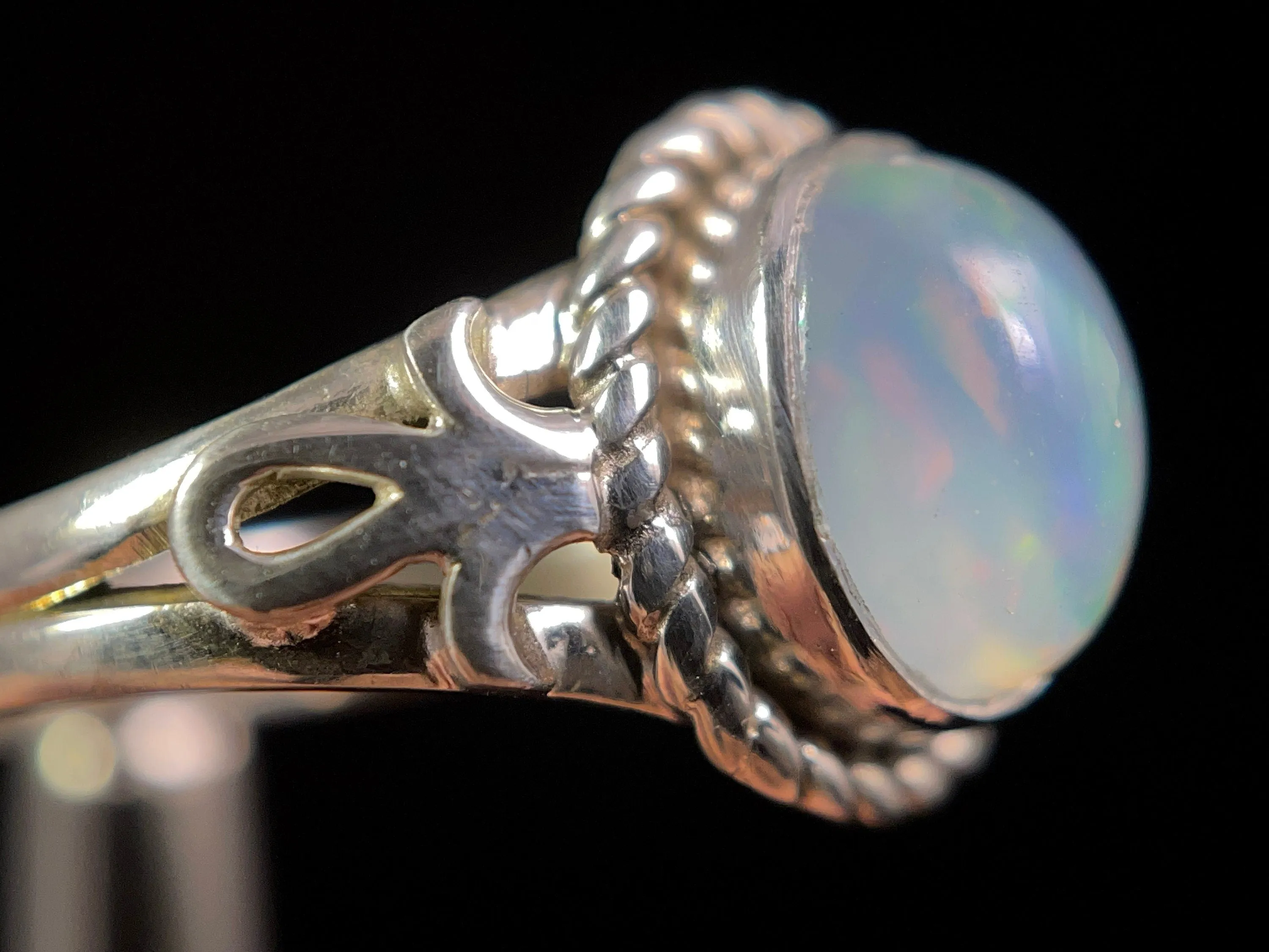 OPAL RING - Sterling Silver, Size 7.5 - Ethiopian Opal Rings for Women, Bridal Jewelry, Welo Opal, 49196