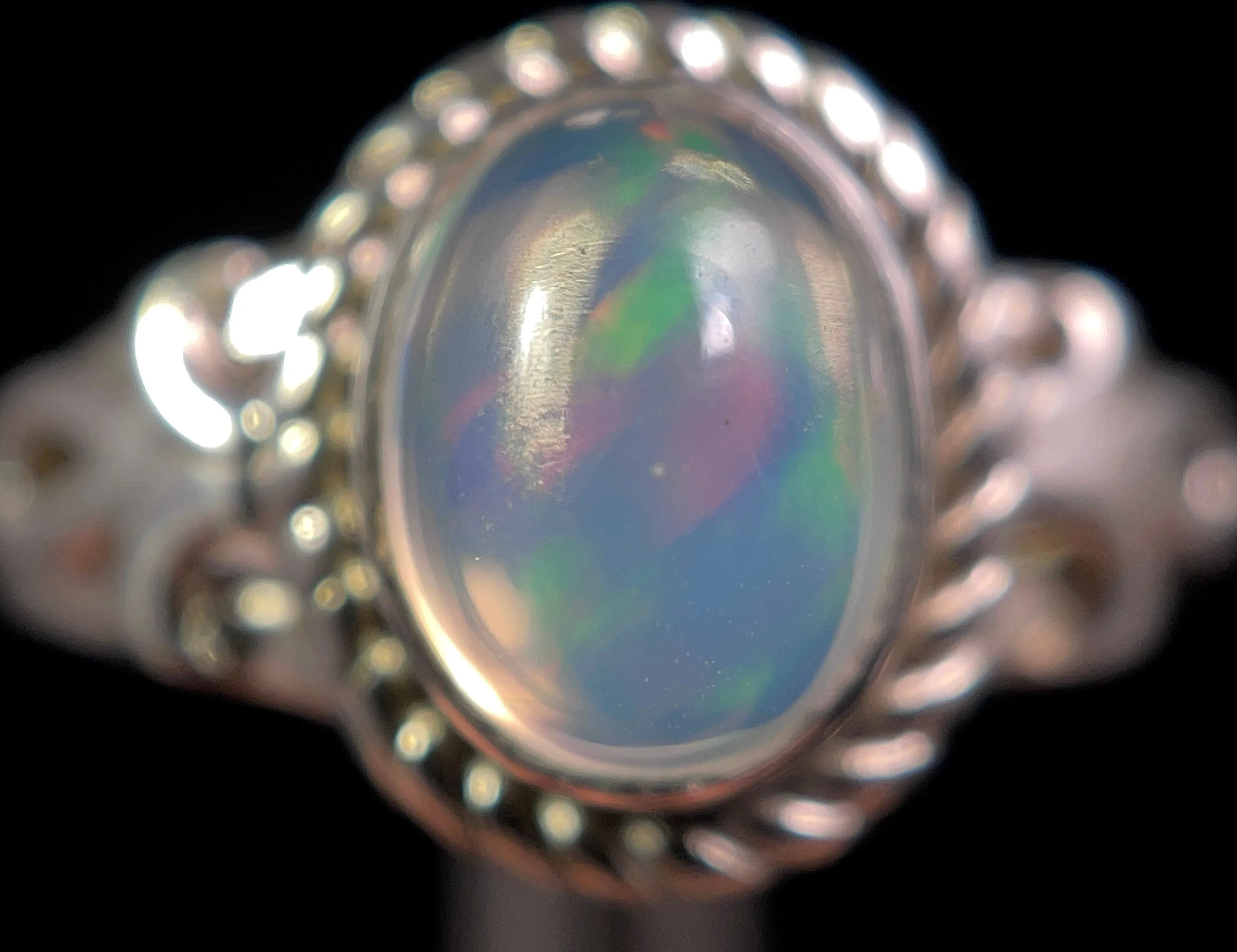 OPAL RING - Sterling Silver, Size 7.5 - Ethiopian Opal Rings for Women, Bridal Jewelry, Welo Opal, 49196