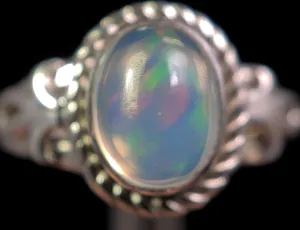 OPAL RING - Sterling Silver, Size 7.5 - Ethiopian Opal Rings for Women, Bridal Jewelry, Welo Opal, 49196