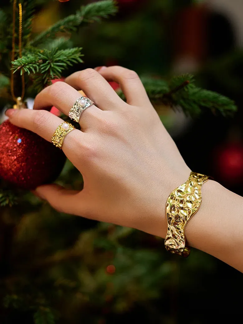 Pearl Wide Band Ring
