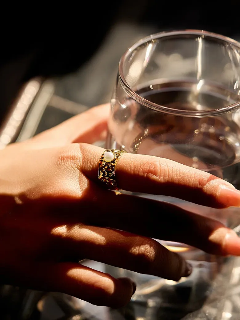 Pearl Wide Band Ring