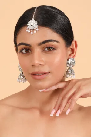 Pearlfect Chaand Taara Maang Teeka with Earrings