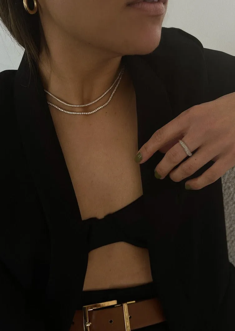 Petite Diana Tennis Necklace Birthstones White Gold
