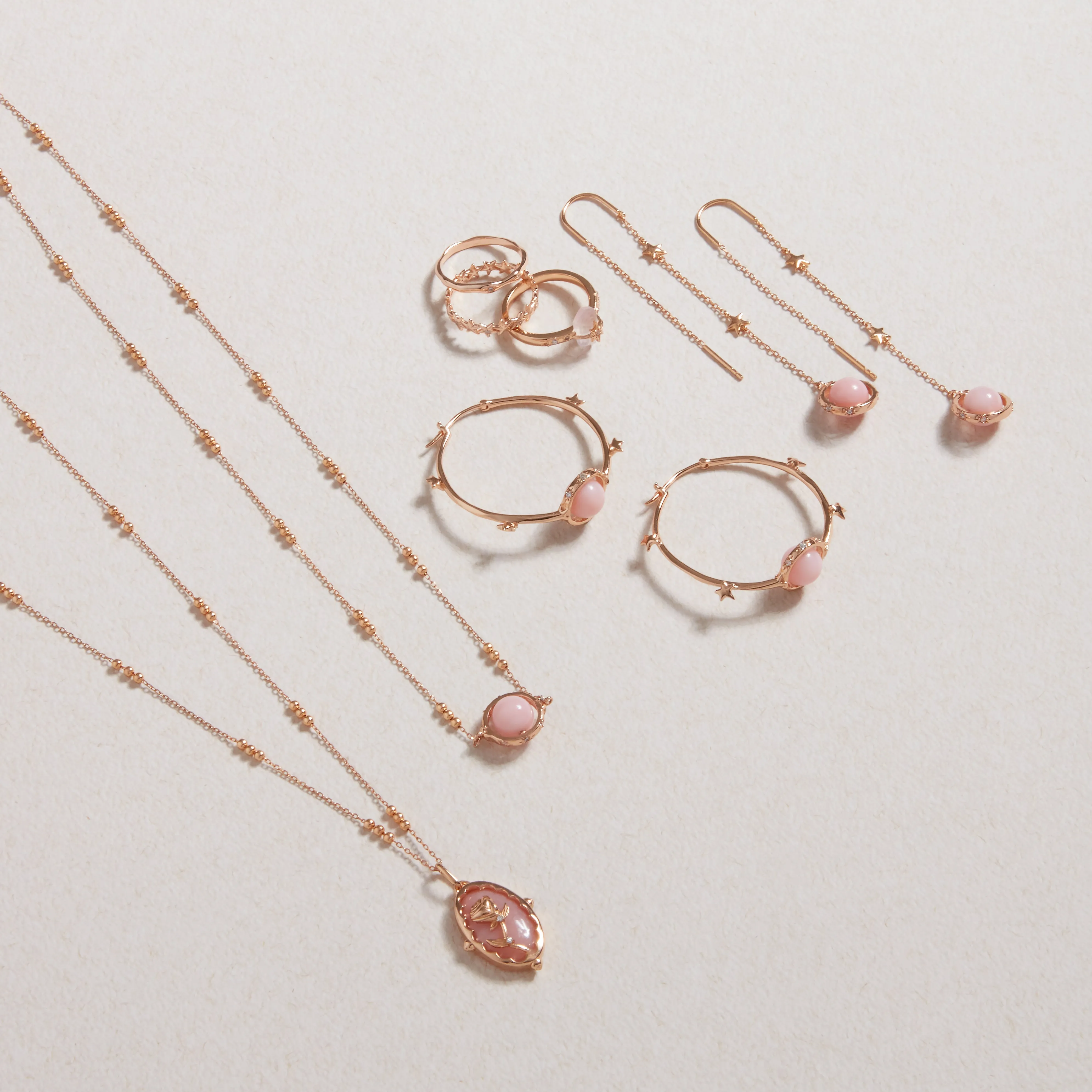 Pink Opal Gold Hoop Earrings - Anahata