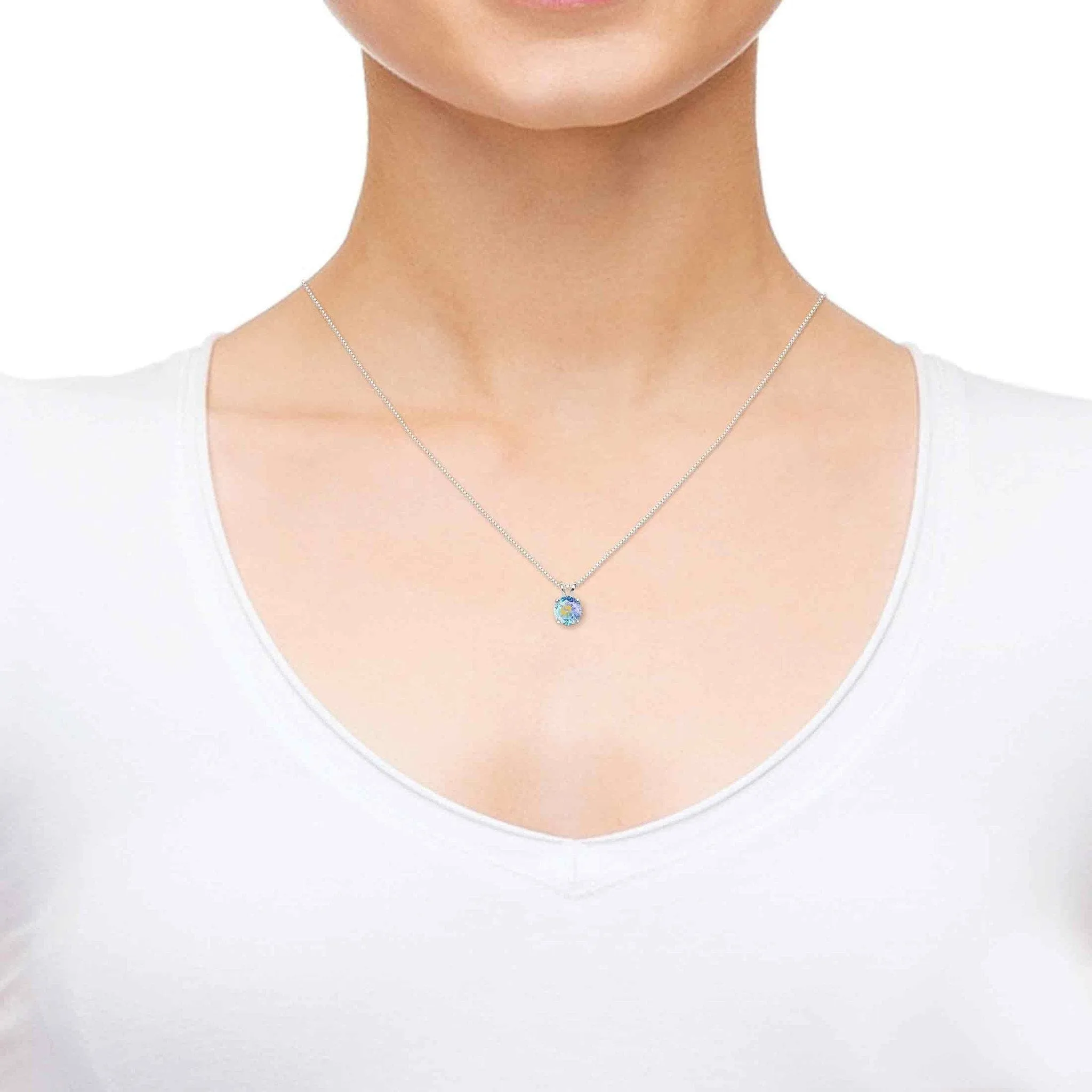 Pisces Sign, 14k White Gold Necklace, Swarovski