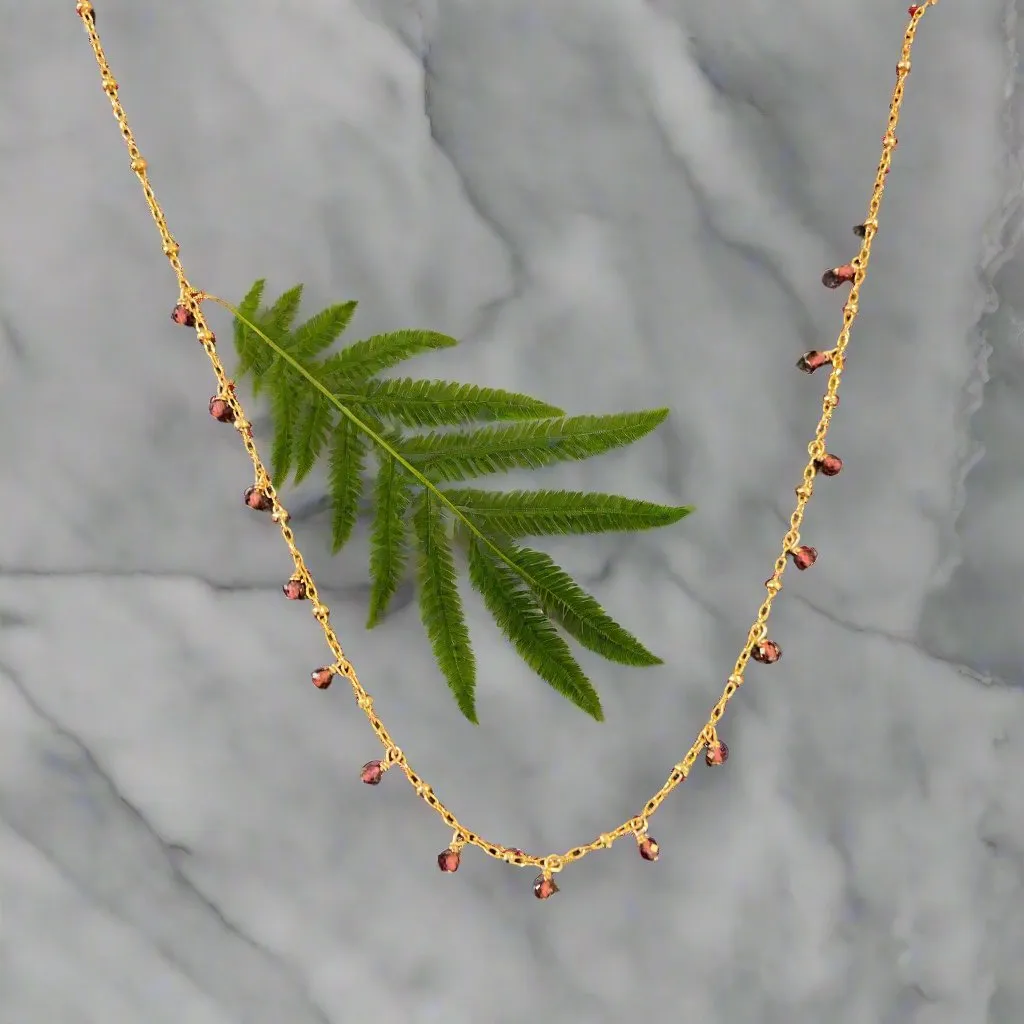Pom Jewelry Pink Garnet Necklace Set In Gold Fill- PNPK13