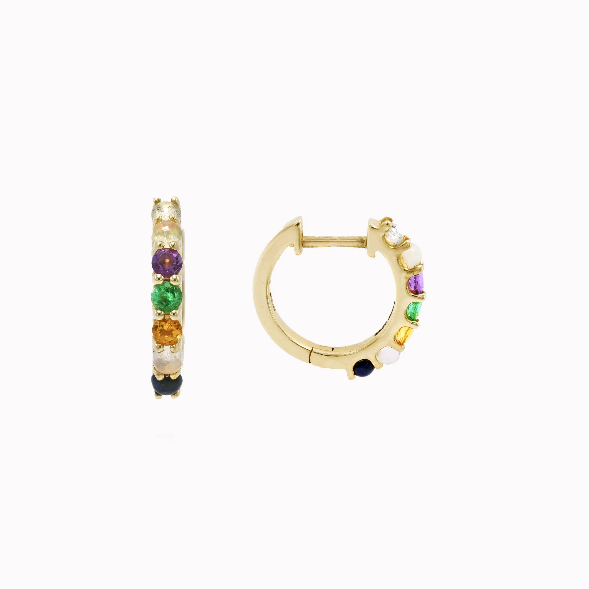 "Love You" Gemstone Huggies - 7 Stones