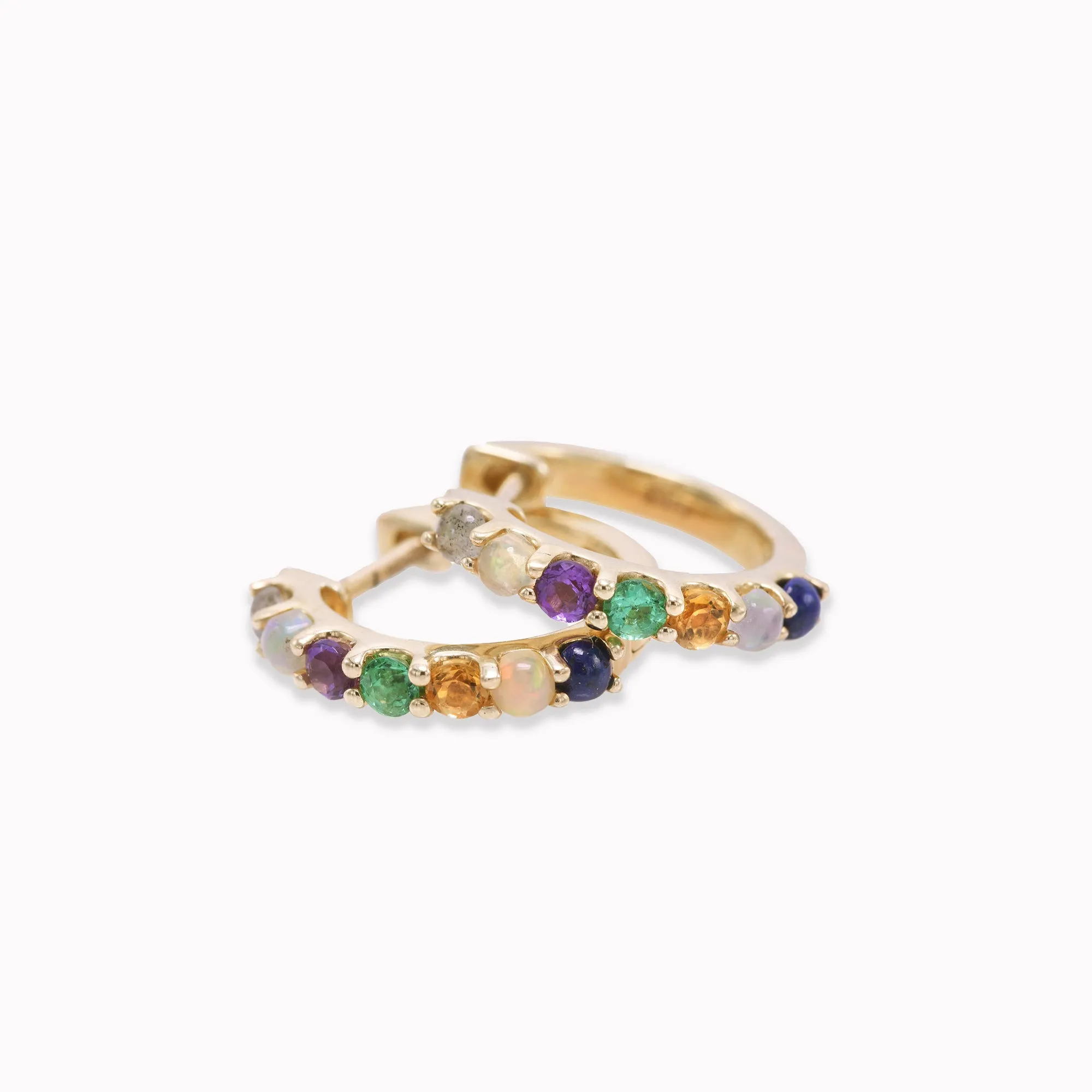 "Love You" Gemstone Huggies - 7 Stones