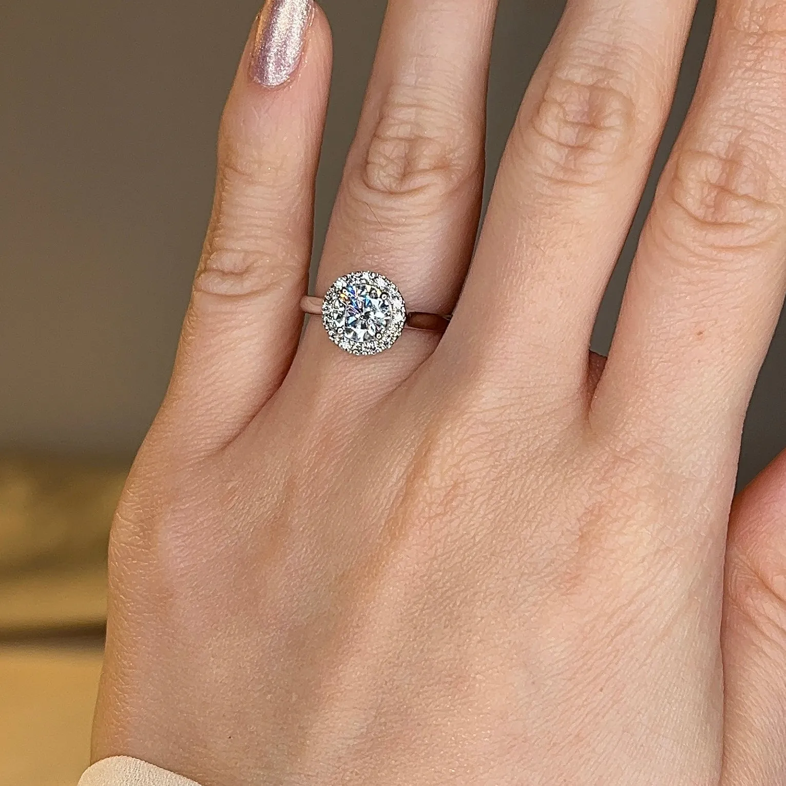 "Venus" Halo Round Brilliant Cut Diamond Engagement Ring HARB18