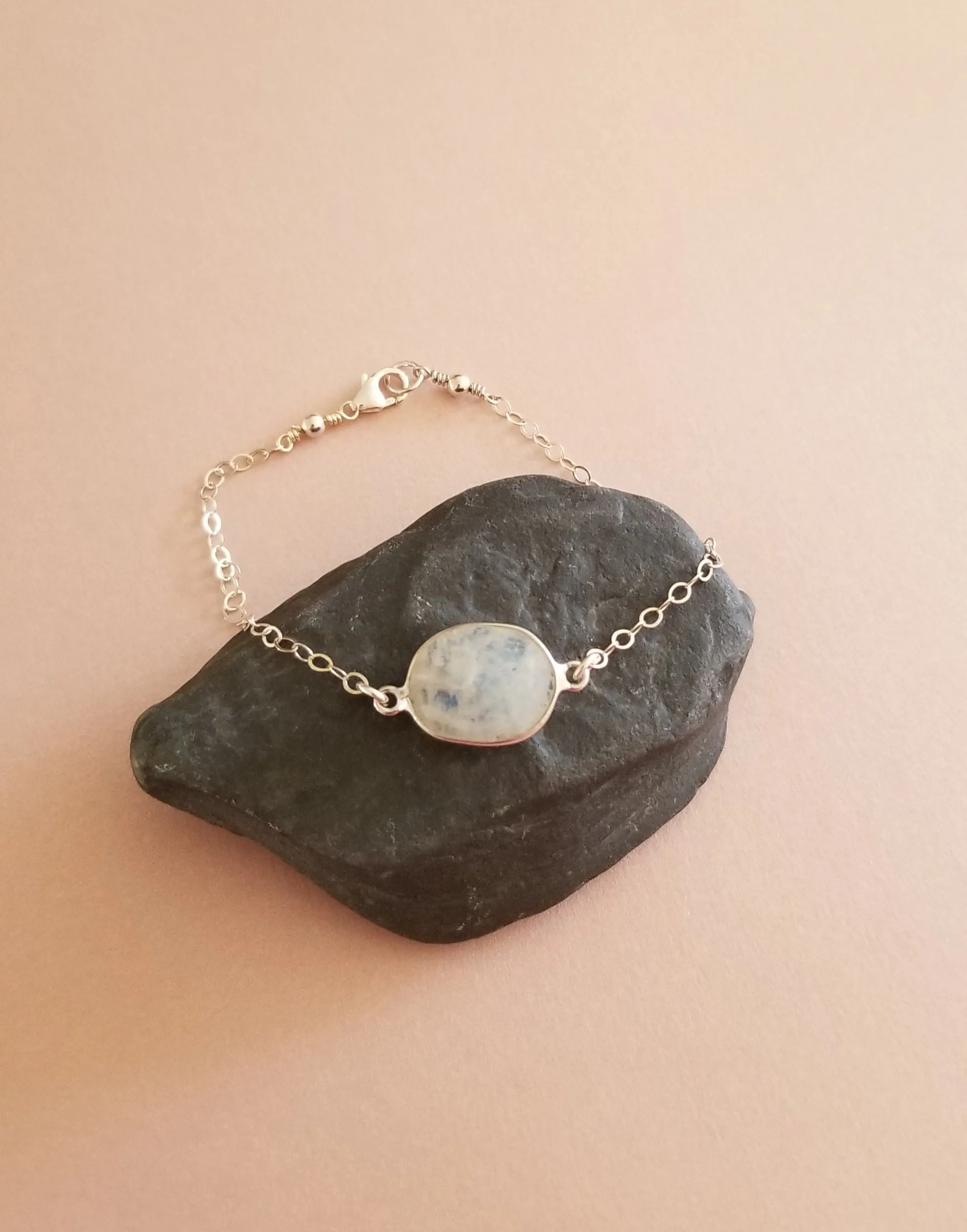 Rainbow Moonstone Bracelet, Sterling Silver or Gold Filled