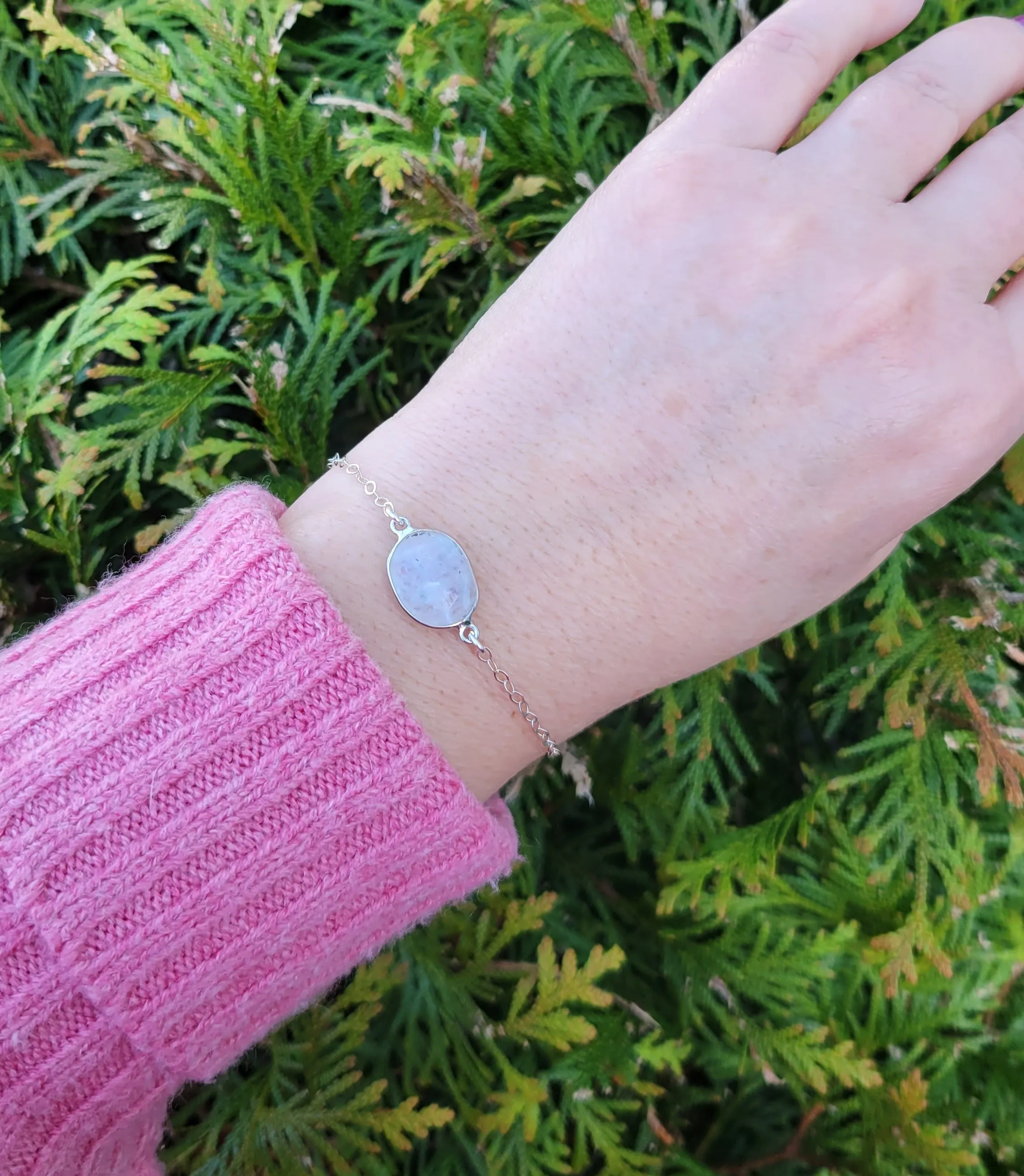 Rainbow Moonstone Bracelet, Sterling Silver or Gold Filled