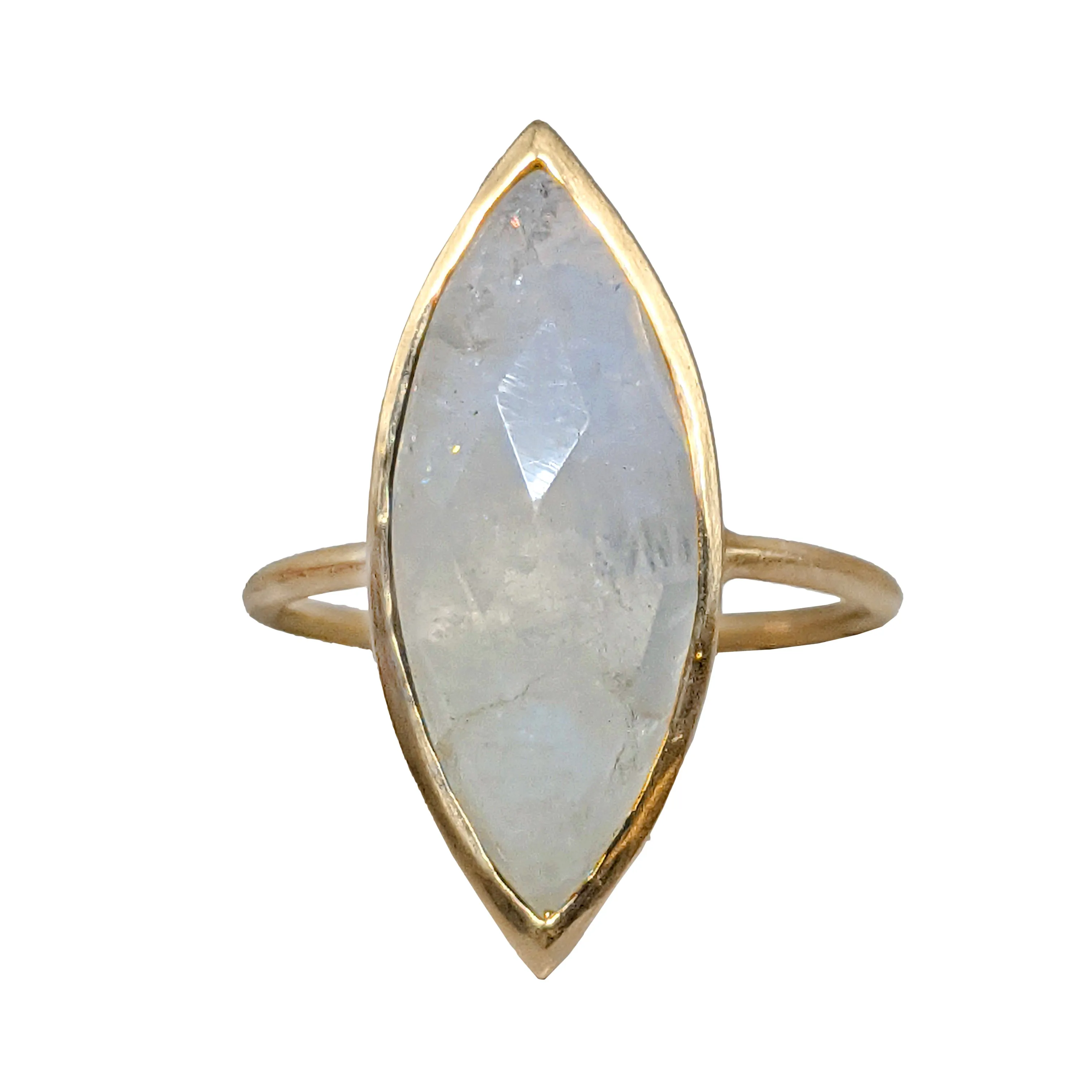 Rainbow Moonstone Marquise Ring in 14k Gold by Margaret Solow