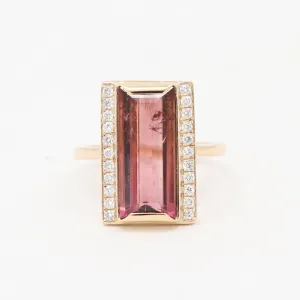 Raspberry Tourmaline and Diamond Ring