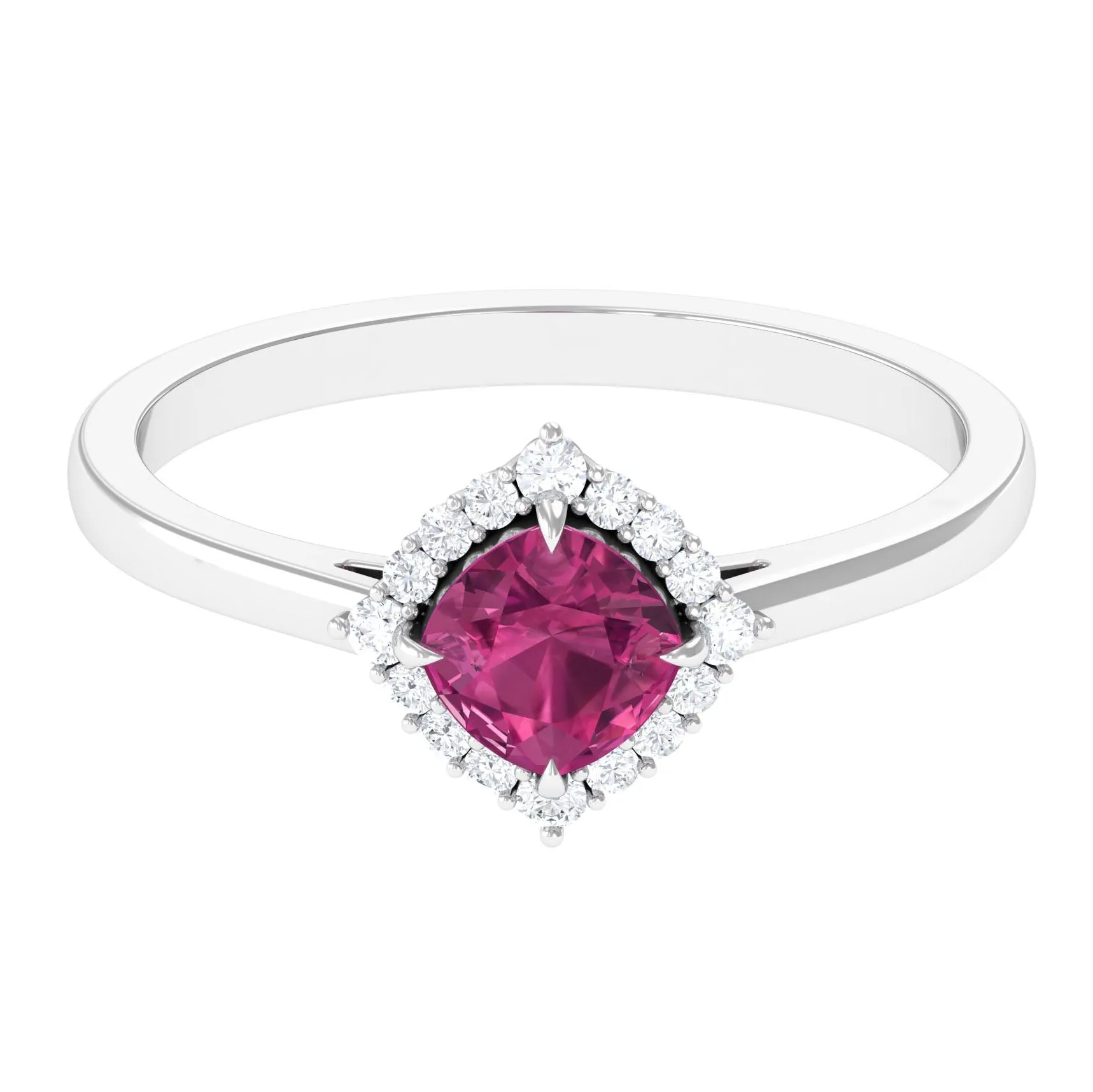 Real Pink Tourmaline Engagement Ring with Diamond Halo