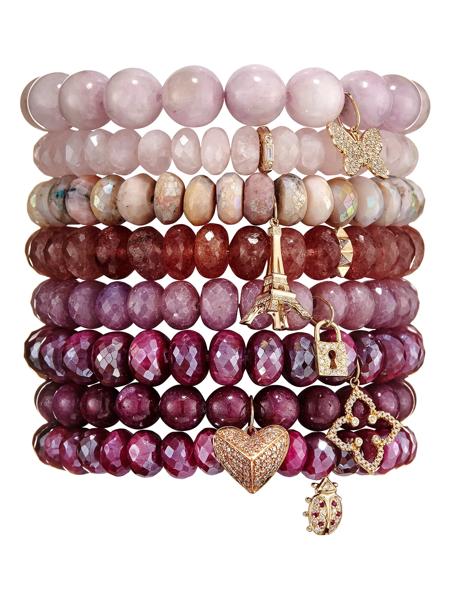 Red Moonstone Pavé Diamond Lady Bug Bracelet