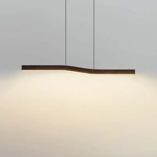 Reefornna Natural Wave Wood Linear Hanging Lamp
