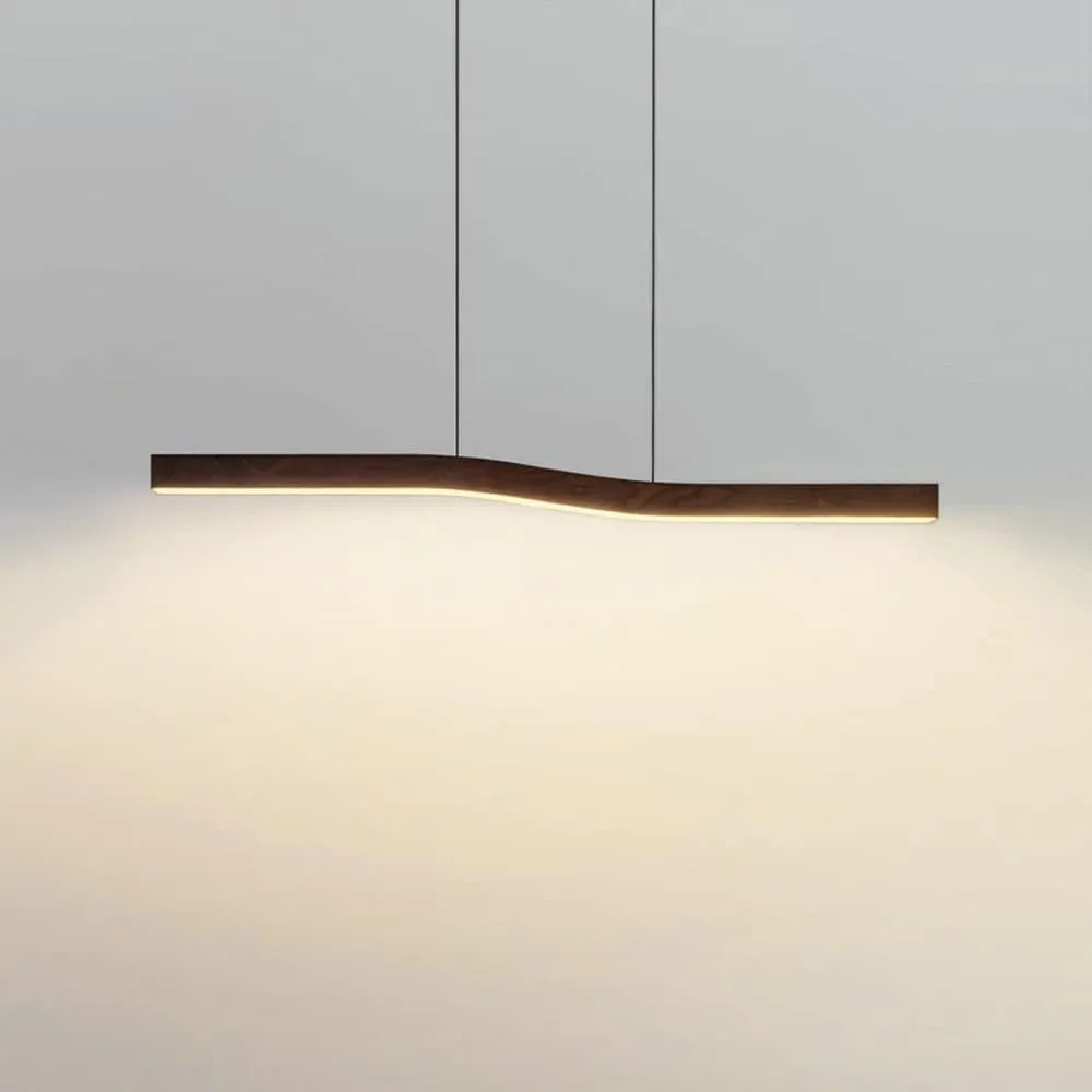 Reefornna Natural Wave Wood Linear Hanging Lamp