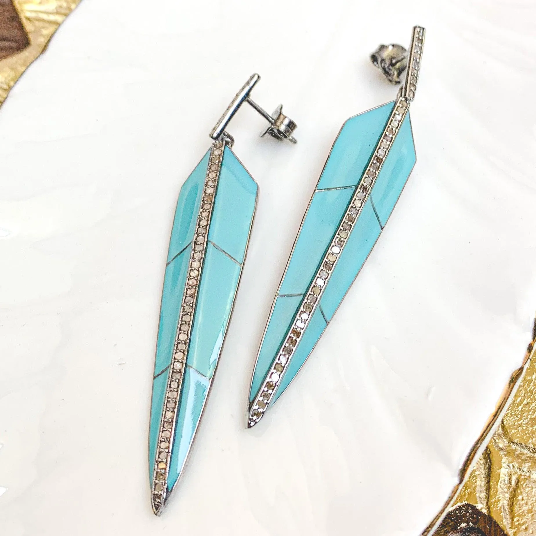 Retro Mod Diamond Earrings
