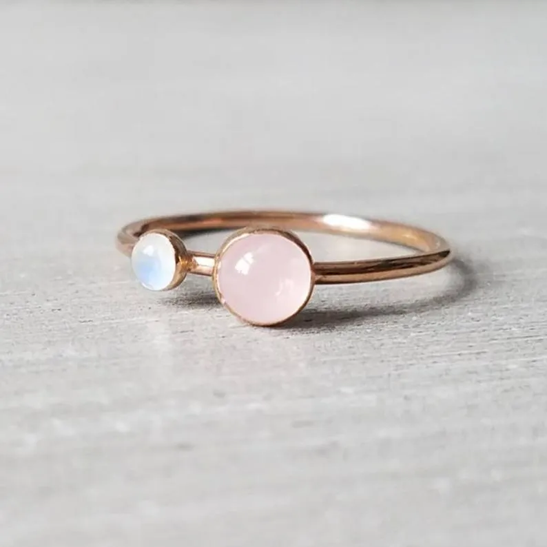 Rose Quartz Moonstone Ring