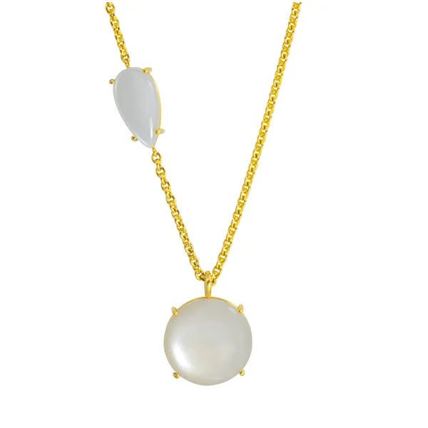 ROUND ANCHOR CHAIN WITH MOONSTONE 18K YELLOW GOLD