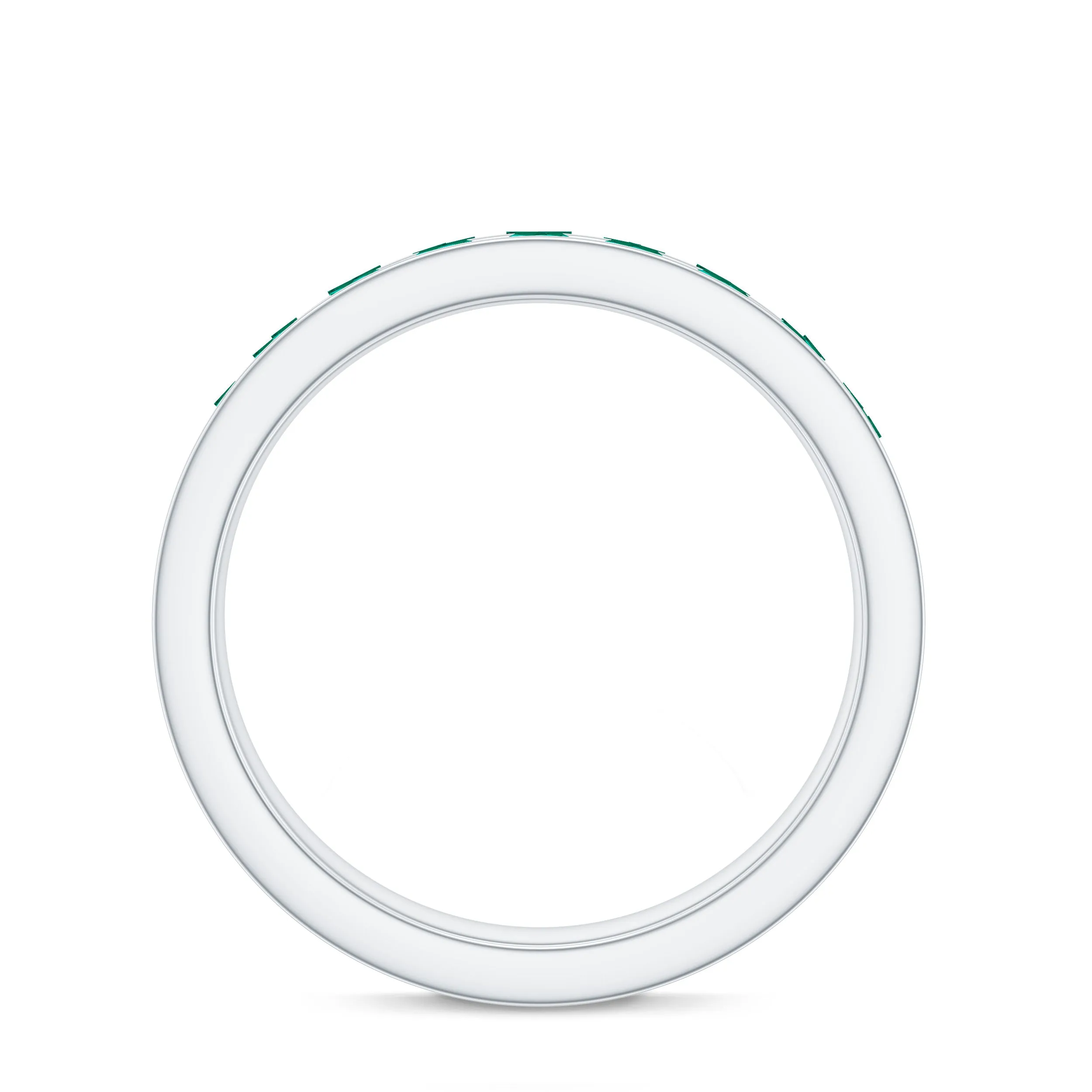 Round Created Emerald Full Eternity Ring in Channel Setting