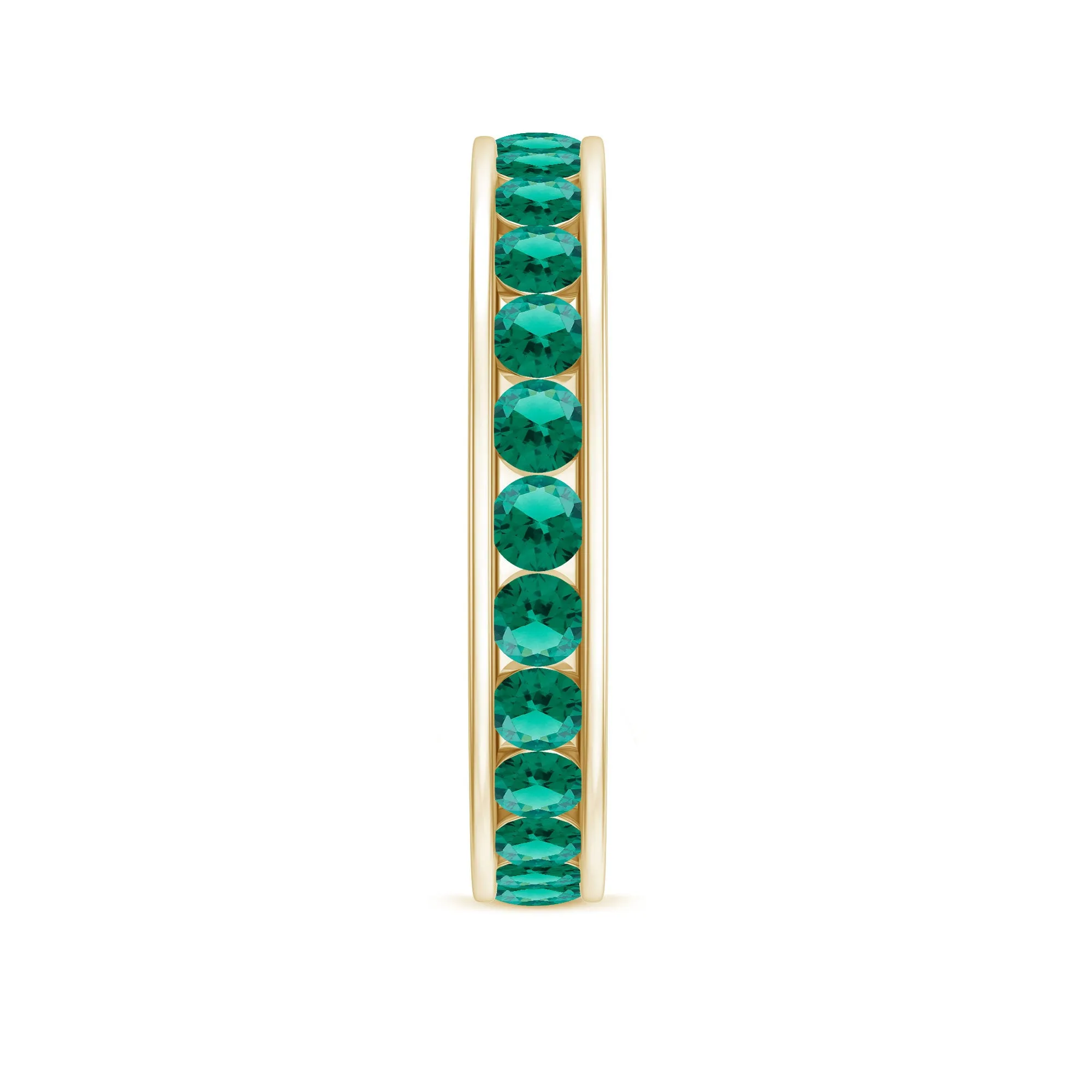Round Created Emerald Full Eternity Ring in Channel Setting