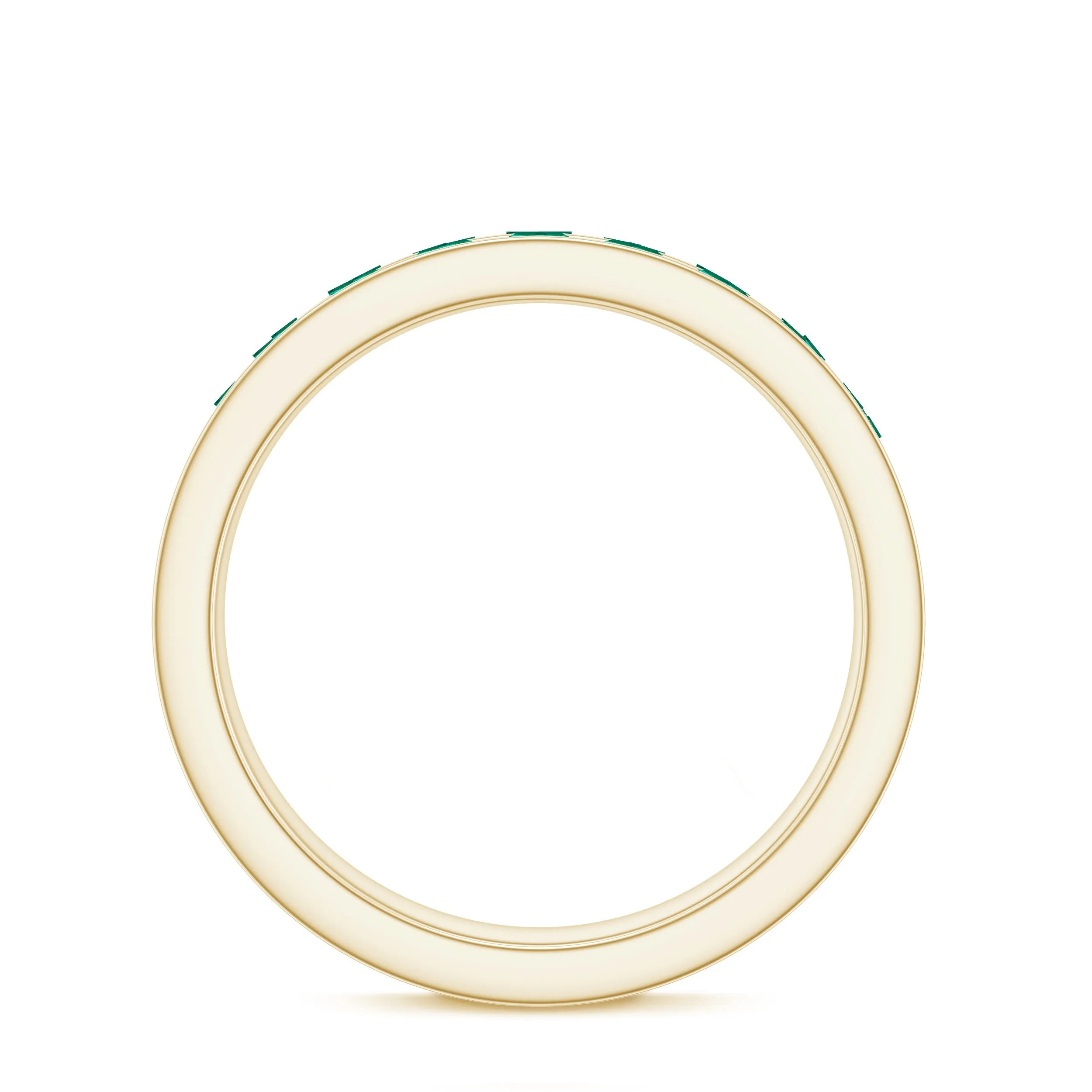 Round Created Emerald Full Eternity Ring in Channel Setting