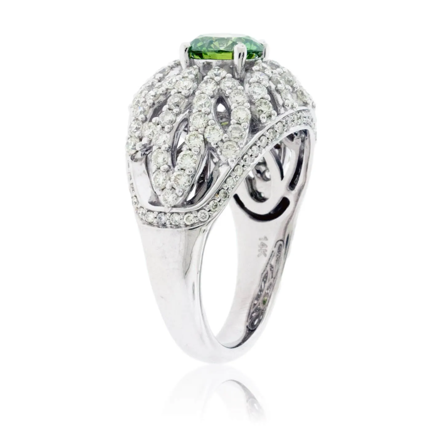 Round Green Diamond & Diamond Decorative Ring