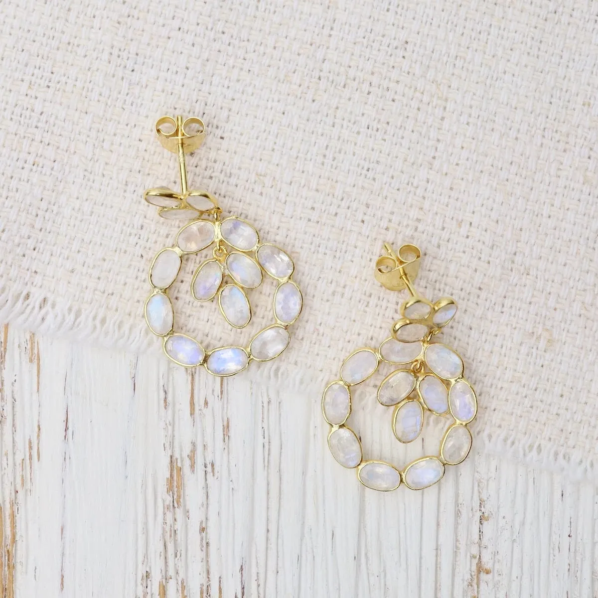 Royal Rainbow Moonstone Earrings