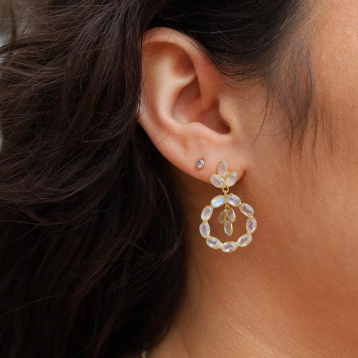 Royal Rainbow Moonstone Earrings